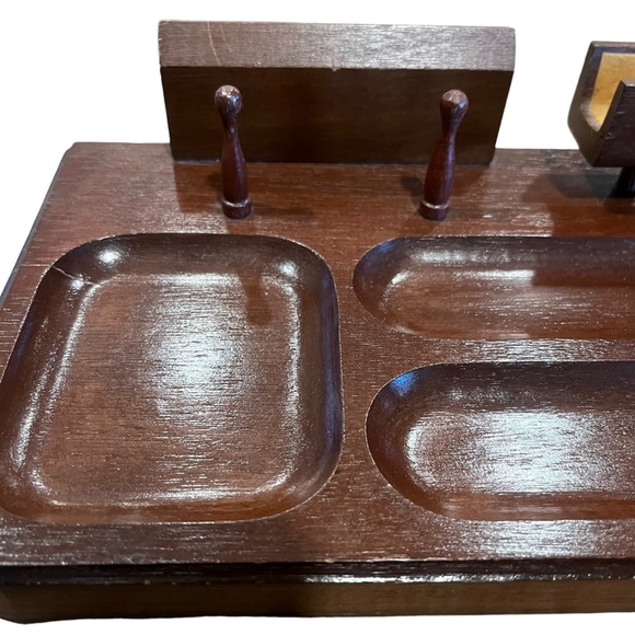 MCM Dresser/Desk Wood Valet, Antique, Vintage Tray Organizer - Picture 2 of 7